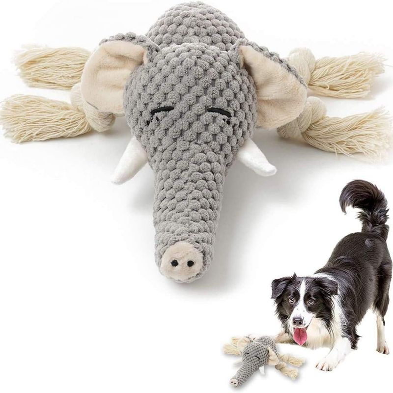 MCBOSON Jouet Peluche Éléphant Grinçant Chiots Chiens Moyens