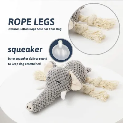 MCBOSON Jouet Peluche Éléphant Grinçant Chiots Chiens Moyens
