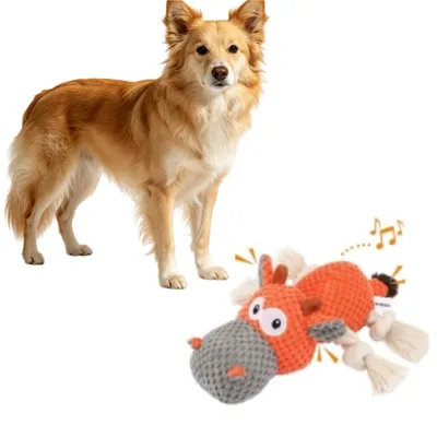 MCBOSON Jouet grinçant vache orange peluche coton MCBOSON Jouet grinçant vache orange peluche coton