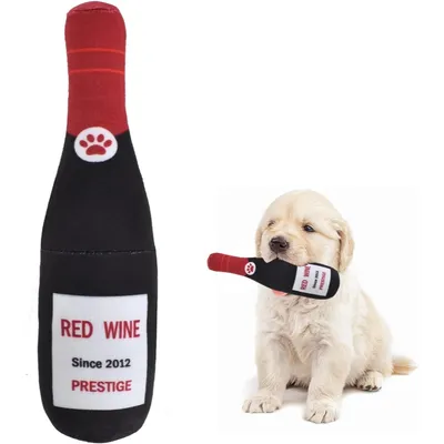 PetTribes - Jouet Peluche Bouteille Vin pour Chiot, Sifflet 22cm PetTribes - Jouet Peluche Bouteille Vin pour Chiot, Sifflet 22cm