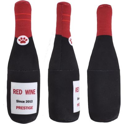 PetTribes - Jouet Peluche Bouteille Vin pour Chiot, Sifflet 22cm