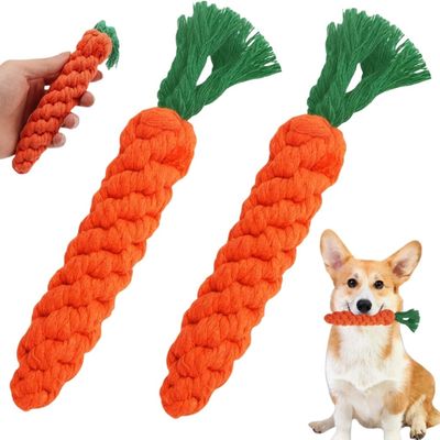 PetTribes Jouets Chien Carotte x2 : Corde Tressée Coton, Dentition, Chiots