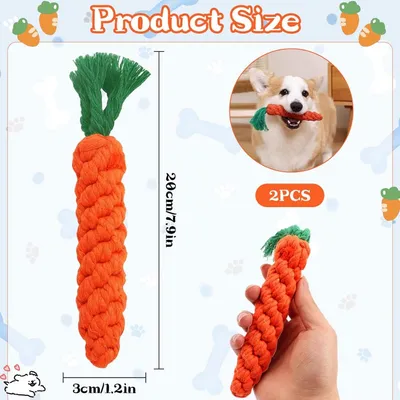 PetTribes Jouets Chien Carotte x2 : Corde Tressée Coton, Dentition, Chiots PetTribes Jouets Chien Carotte x2 : Corde Tressée Coton, Dentition, Chiots