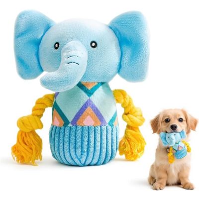 MCBOSON Jouet d'éléphant en peluche avec corde et sonore