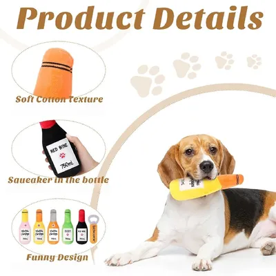 Pawffee 6 pcs pour chien en forme de bouteille de bière et tire bouchon Pawffee 6 pcs pour chien en forme de bouteille de bière et tire bouchon