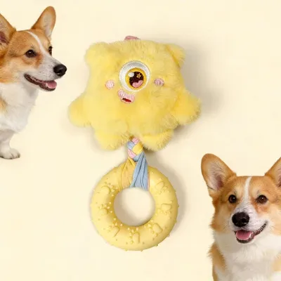 MCBOSON Jouet en peluche pour chien avec anneau en caoutchouc
