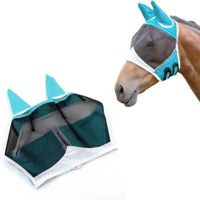 PetTribes Andiker Masque Anti-Mouches Cheval Vert S avec Oreilles UV PetTribes Andiker Masque Anti-Mouches Cheval Vert S avec Oreilles UV