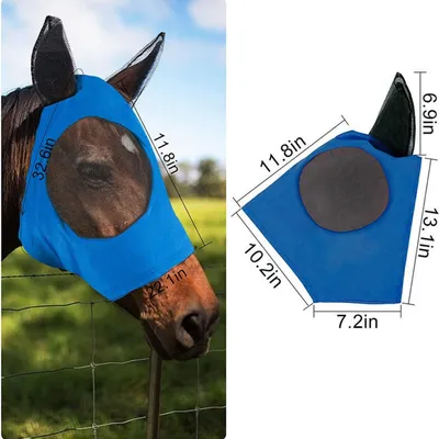 ZooVenture Masque Anti-Mouches Cheval - Lycra, UV, Élastique ZooVenture Masque Anti-Mouches Cheval - Lycra, UV, Élastique