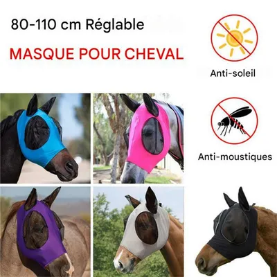ZooVenture Masque Anti-Mouches Cheval - Lycra, UV, Élastique ZooVenture Masque Anti-Mouches Cheval - Lycra, UV, Élastique