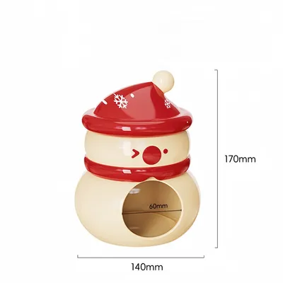 FurryFusion Maison de bonhomme de neige en céramique pour hamster FurryFusion Maison de bonhomme de neige en céramique pour hamster