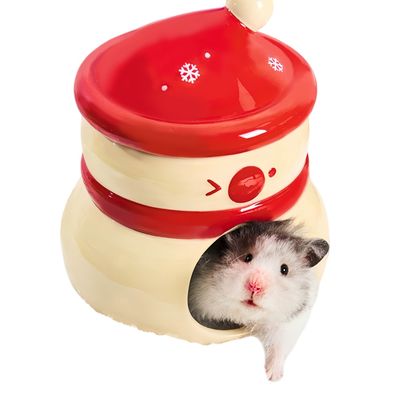 FurryFusion Maison de bonhomme de neige en céramique pour hamster