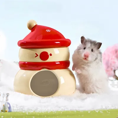 FurryFusion Maison de bonhomme de neige en céramique pour hamster FurryFusion Maison de bonhomme de neige en céramique pour hamster