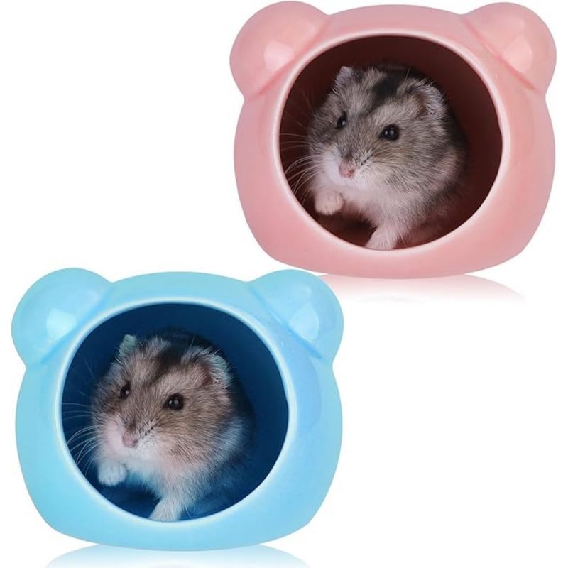 ZooVenture 2er Set Hamster Höhle Keramik Blau Rosa