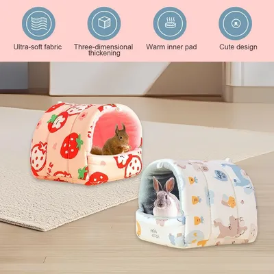 PetTribes - 2 Maisons Tissu Cochon d'Inde Hamster Peluche Douce