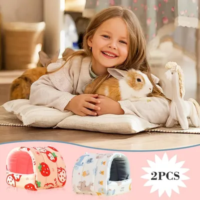 PetTribes - 2 Maisons Tissu Cochon d'Inde Hamster Peluche Douce