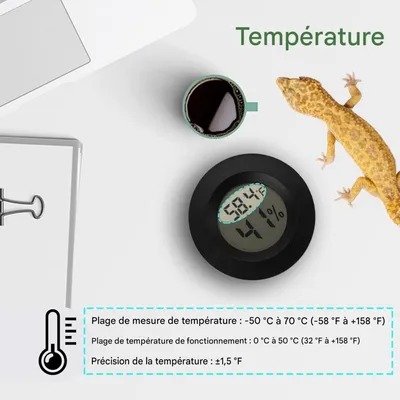 ZooVenture Thermomètre Reptile - Humidité, 10s, Précision ±1°C
