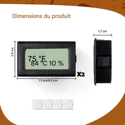 ZooVenture Thermomètre Reptile - Numérique, 2 Pièces, LED
