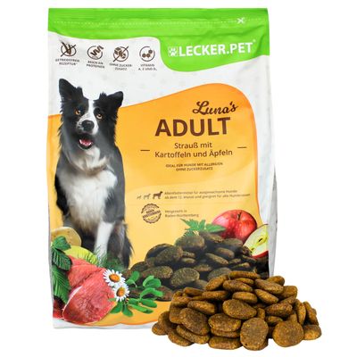 Lecker.Pet® Luna's Adult autruche avec pomme de terre & pomme