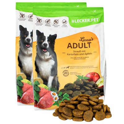 Lecker.Pet® Luna's Adult autruche avec pomme de terre & pomme