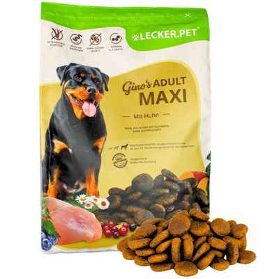 Lecker.Pet® Gino's Adult Maxi avec poulet Nourriture sèche pour chien