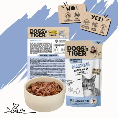 Dogs’n Tiger Allerlei Katzenfutter, Lachs & Ei