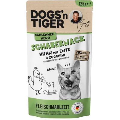Nourriture pour chats Dogs’n Tiger Schabernack, poulet, canard et courgette Nourriture pour chats Dogs’n Tiger Schabernack, poulet, canard et courgette