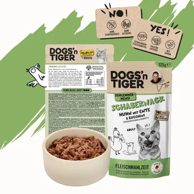 Dogs’n Tiger Schabernack Katzenfutter, Huhn, Ente & Zucchini Dogs’n Tiger Schabernack Katzenfutter, Huhn, Ente & Zucchini