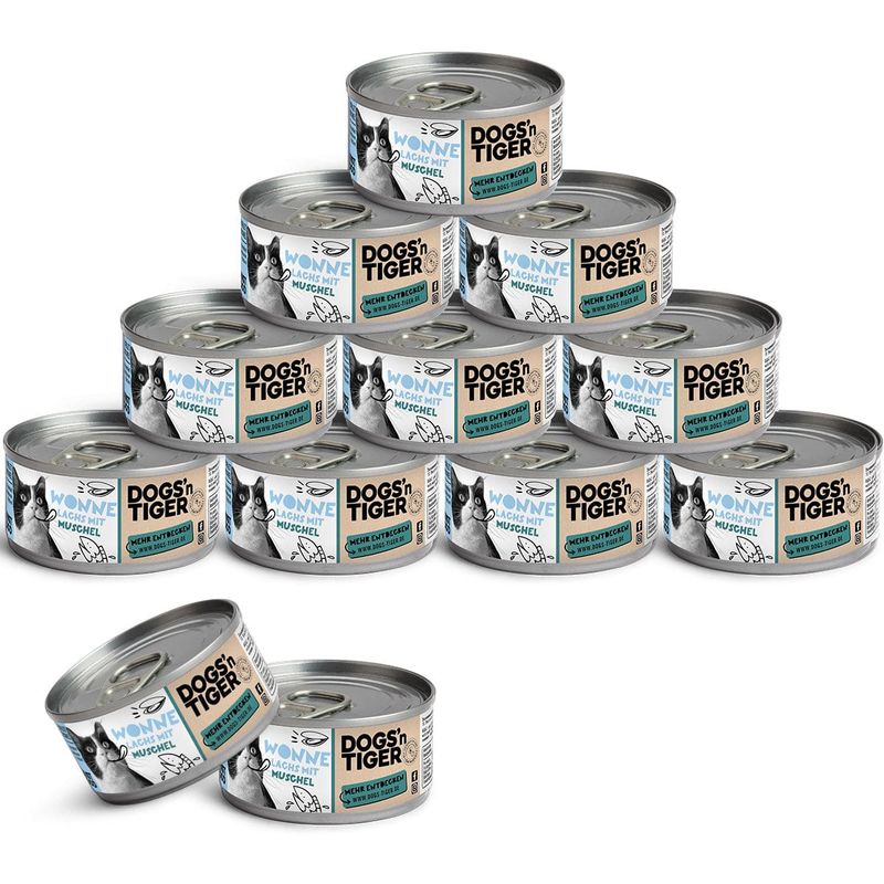 Dogs’n Tiger Wonne Katzenfutter, Lachsfilet & Muscheln
