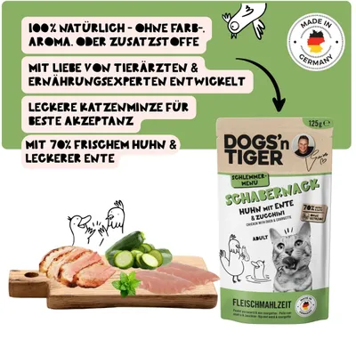 Dogs’n Tiger Schabernack Katzenfutter, Huhn, Ente & Zucchini