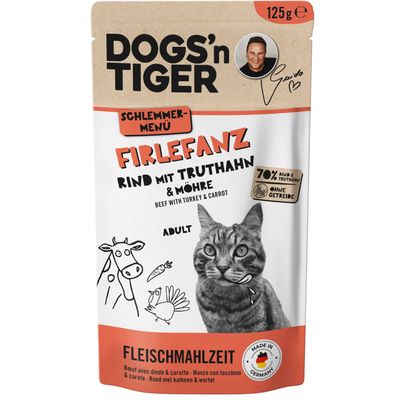 Dogs’n Tiger Firlefanz Katzenfutter, Rind, Truthahn & Möhre