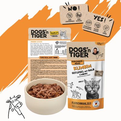 Dogs’n Tiger Klimbim Katzenfutter, Geflügel, Kalb & Möhre