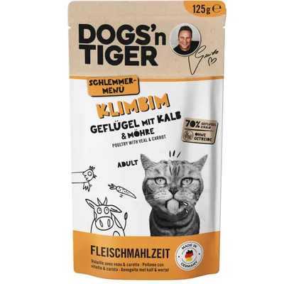 Dogs’n Tiger Klimbim Katzenfutter, Geflügel, Kalb & Möhre Dogs’n Tiger Klimbim Katzenfutter, Geflügel, Kalb & Möhre