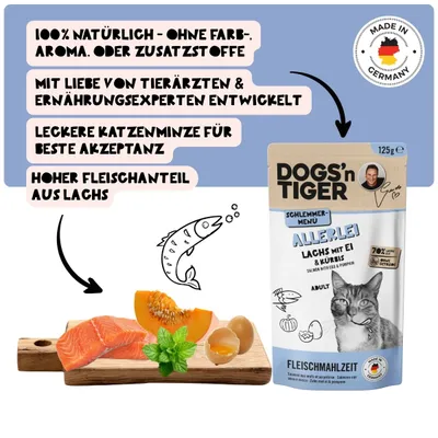 Dogs’n Tiger Allerlei Katzenfutter, Lachs & Ei
