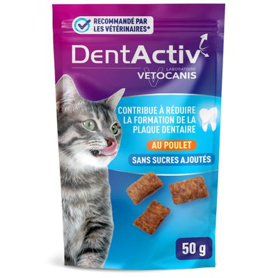 DentActiv Action Friandises Dentaires pour Chat, Lot de 10 sachets de 50g