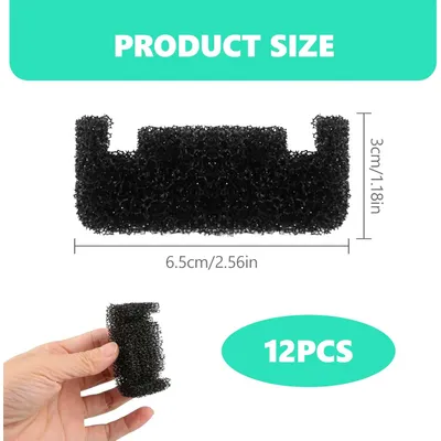 12 pièces filtre éponge noir fontaine eau chat anti poils