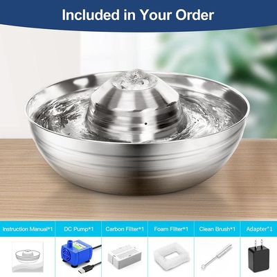 HausPets Fuente automática gatos perros, 2 litros, acero inoxidable, fácil