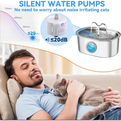 Inoxydable 3.2L, Distributeur Automatique Filtre Chats, Chiens, Animaux en Inoxydable 3.2L, Distributeur Automatique Filtre Chats, Chiens, Animaux en