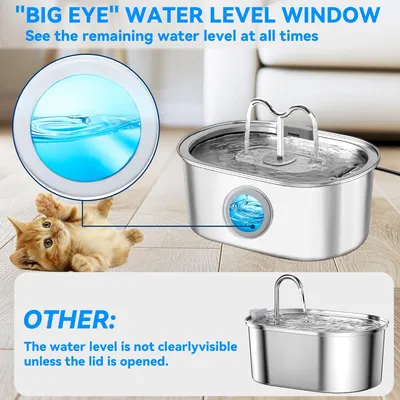 Inoxydable 3.2L, Distributeur Automatique Filtre Chats, Chiens, Animaux en Inoxydable 3.2L, Distributeur Automatique Filtre Chats, Chiens, Animaux en