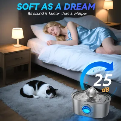 Fontaine à eau pour animaux de compagnie en acier inoxydable de 3,2 L Fontaine à eau pour animaux de compagnie en acier inoxydable de 3,2 L