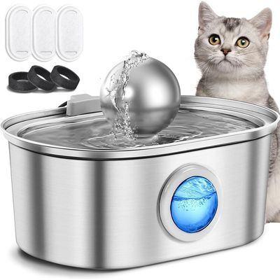 Fontaine à eau pour animaux de compagnie en acier inoxydable de 3,2 L