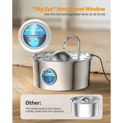 Stainless Steel, 108oz/3.2L Level Hemispherical Shape, Multi-Filter, Silent Stainless Steel, 108oz/3.2L Level Hemispherical Shape, Multi-Filter, Silent