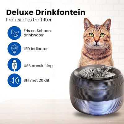 Deluxe Distributeur Silencieuse Noir Fontaine eau chat chien Fontaine eau
