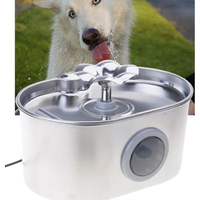 HausPets Fontaine eau chat inox 2,6L silencieuse cascade fleurs