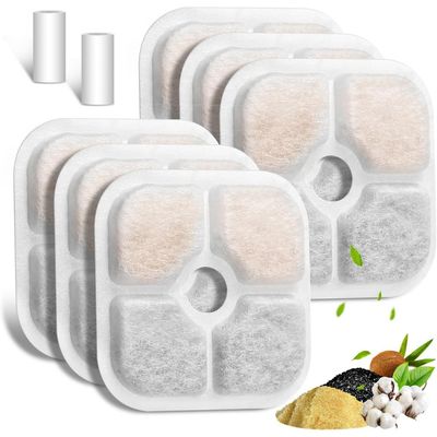 Convient pour Pixi Lot de 6 fontaines pour chat Élément filtrant, Blanc