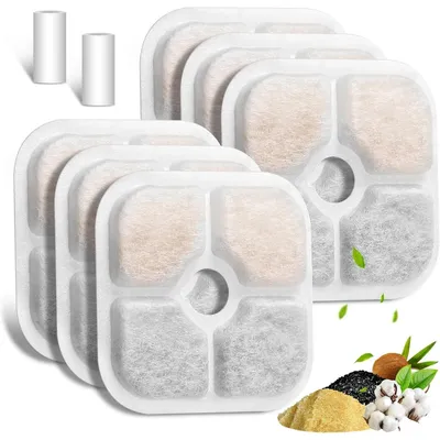 Convient pour Pixi Lot de 6 fontaines pour chat Élément filtrant, Blanc Convient pour Pixi Lot de 6 fontaines pour chat Élément filtrant, Blanc