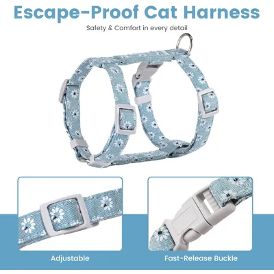 HausPets Harnais+Laisse chat S bleu 145cm