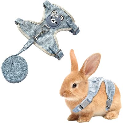 HausPets Harnais Lapin Ours, Laisse Réglable Respirante Bleu S