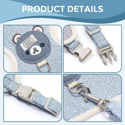 HausPets Arnés conejos osos, correa transpirable ajustable, azul, talla