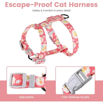 HausPets Harnais+Laisse chat S rose 145cm
