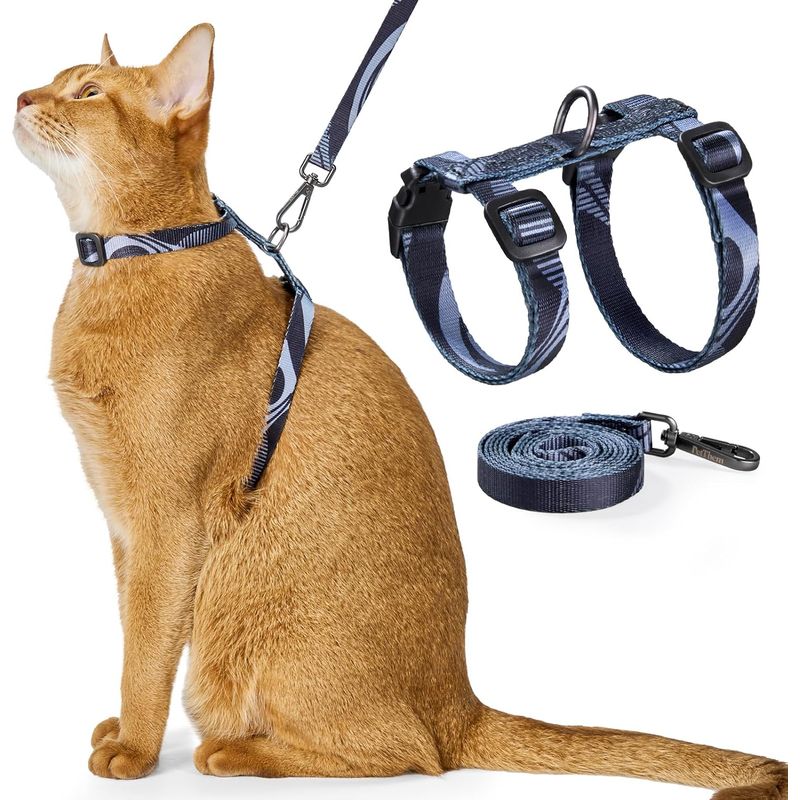 Verstellbares, ausbruchsicheres Katzengeschirr – weich, leicht – Grau
